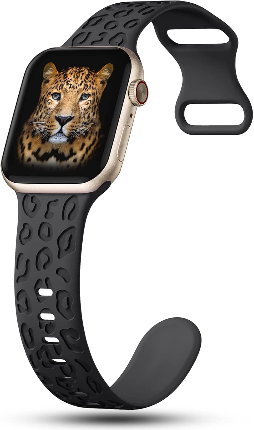 BNCLSTG Correa de reloj de silicona grabada de leopardo compatible con Apple Watch Band de 1.496 in 1.575 in 1.614 in 1.654 in 1.732 in 1.772 in