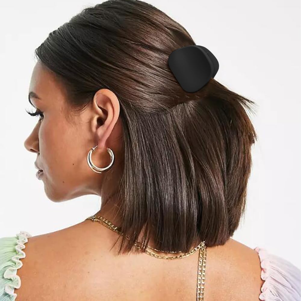 Pinzas pequeñas negras para cabello fino, 8 pinzas pequeñas para el cabello, pinzas redondas de doble fila, pinzas de pelo medio mate para cabello