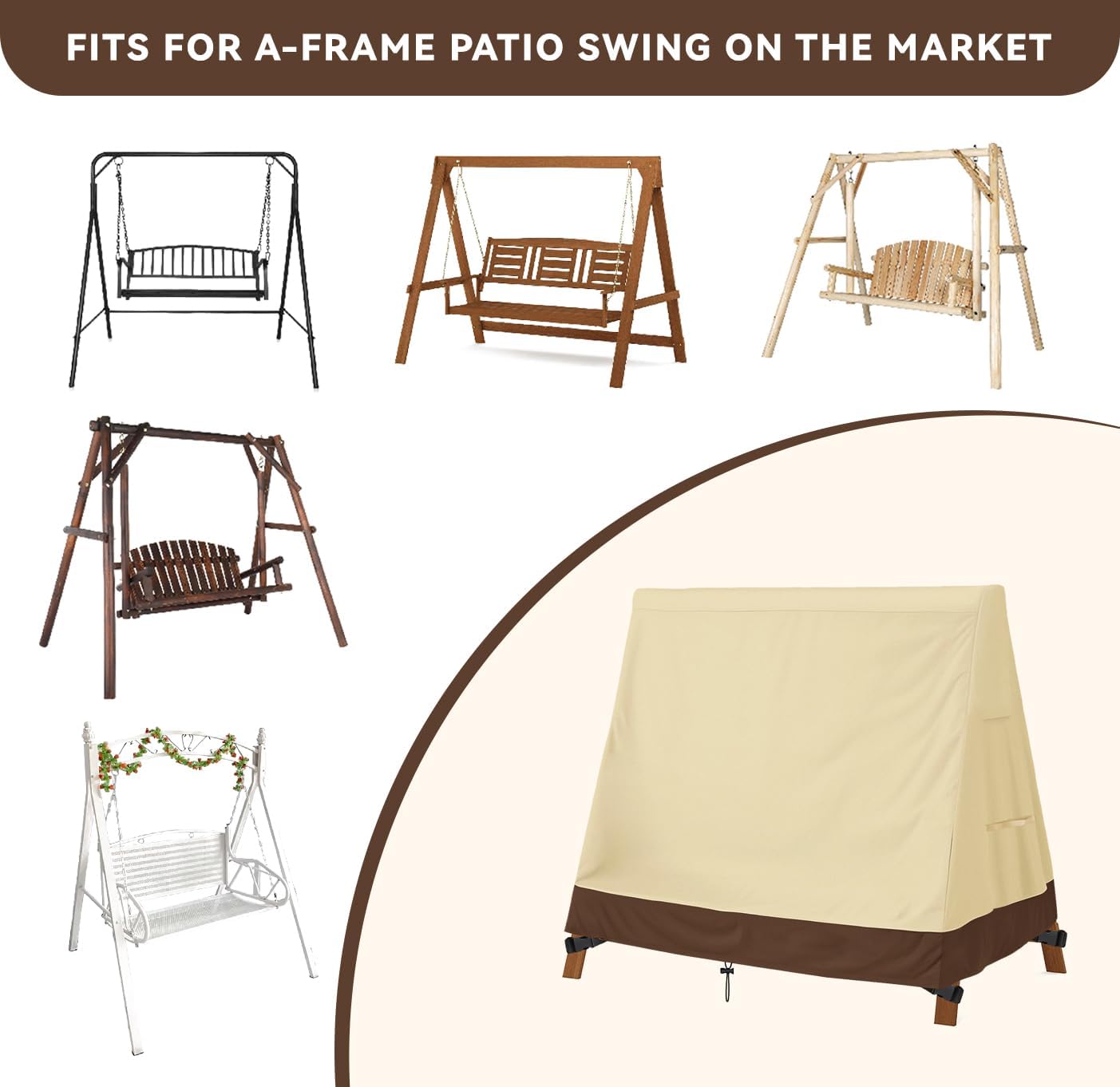 HEPOVER Cubierta para columpio de patio, marco en A, 420D, impermeable, 72 x 67 x 55 pulgadas, resistente a los rayos UV, protector para muebles de