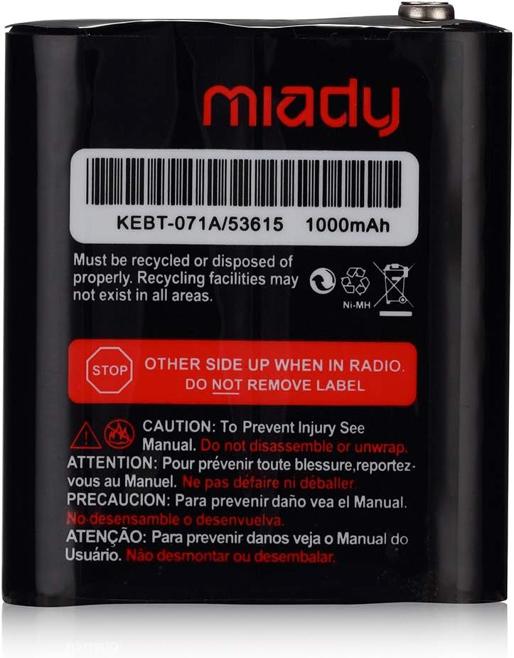 Miady Paquete de 2 baterías recargables de radio bidireccional 3.6V 1000mAh para Talkabout Motorola 53615 KEBT-071A KEBT-071-B KEBT-071-C KEBT-071-D