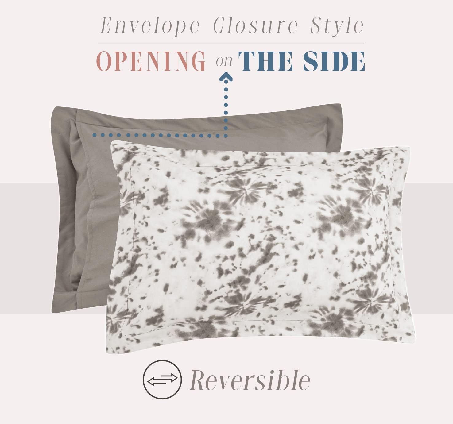 Elegant Comfort Juego de edredón reversible de 10 piezas, estampado de teñido anudado, almohada decorativa y sábana bajera con bolsillos