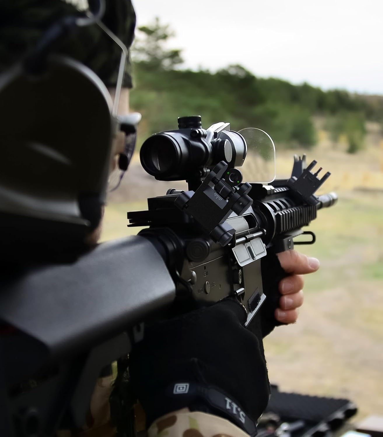 Feyachi 45 Degree Offset Iron Scopes Flip Up Fiber Optics BUIS Rapid Transition Backup Front and Rear Iron Scope Set