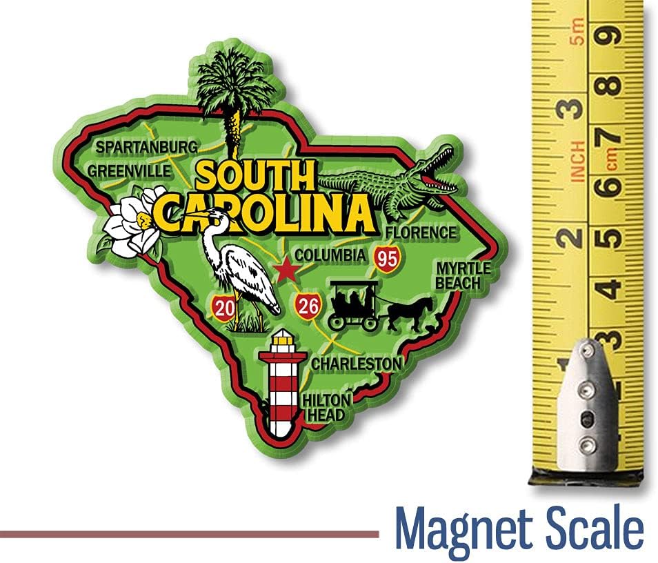 Imán colorido del estado de Carolina del Sur por Classic Magnets, 3.6 x 3.3 pulgadas, recuerdos coleccionables fabricados en los Estados Unidos