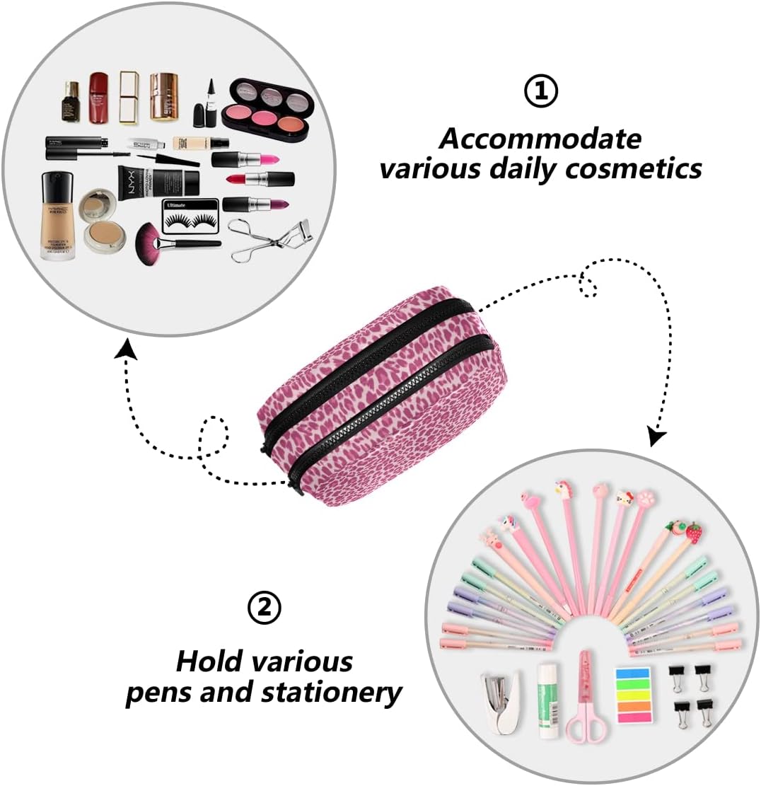 Bolsas de cuero para lápices con cremallera 2 compartimentos, fantástica y bonita funda de lápices de dinosaurio, bolsa de maquillaje para mujeres y