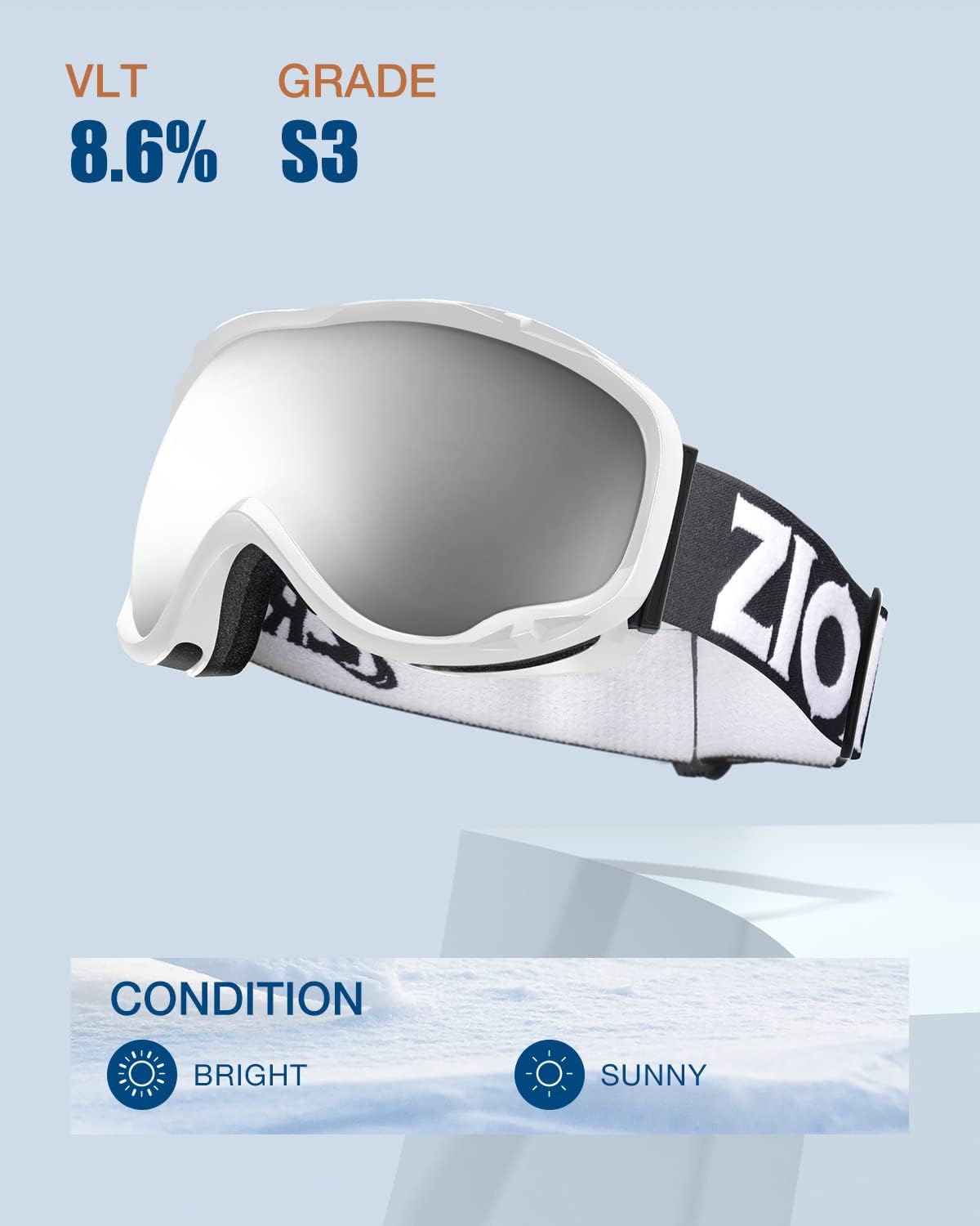 ZIONOR Lagopus Gafas de protección UV para esquí y snowboard, antiniebla, para hombres, mujeres, jóvenes