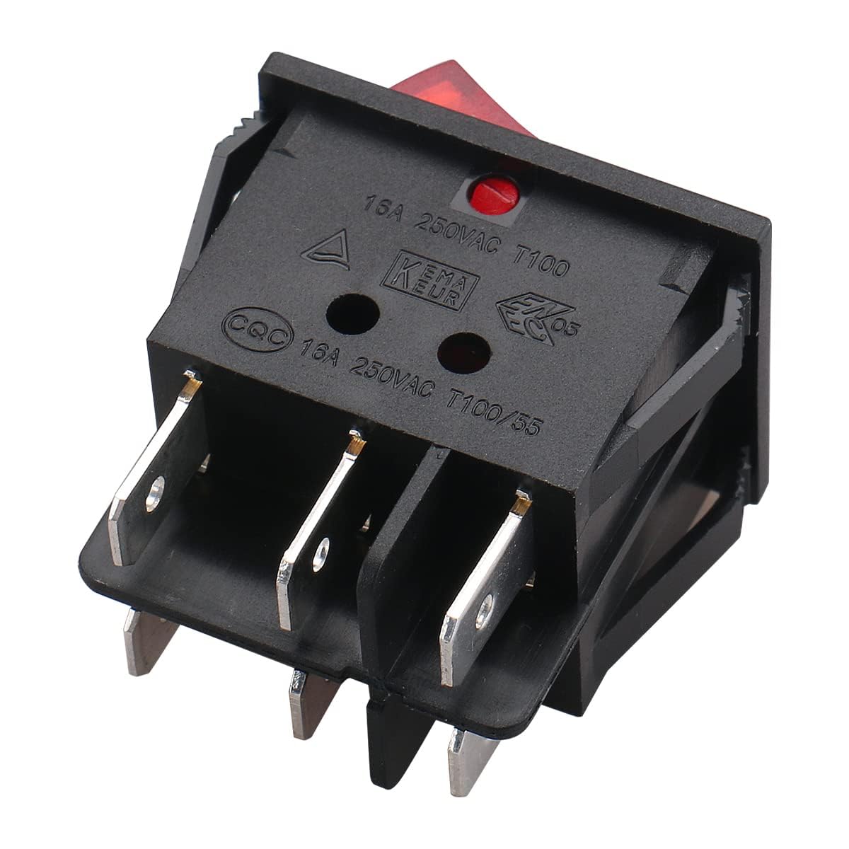 Baomain Interruptor basculante para barco, luz roja, iluminado, CA, 16A250V, 16A125V, 6 pines Dual DPDT ONOff UR List (2)