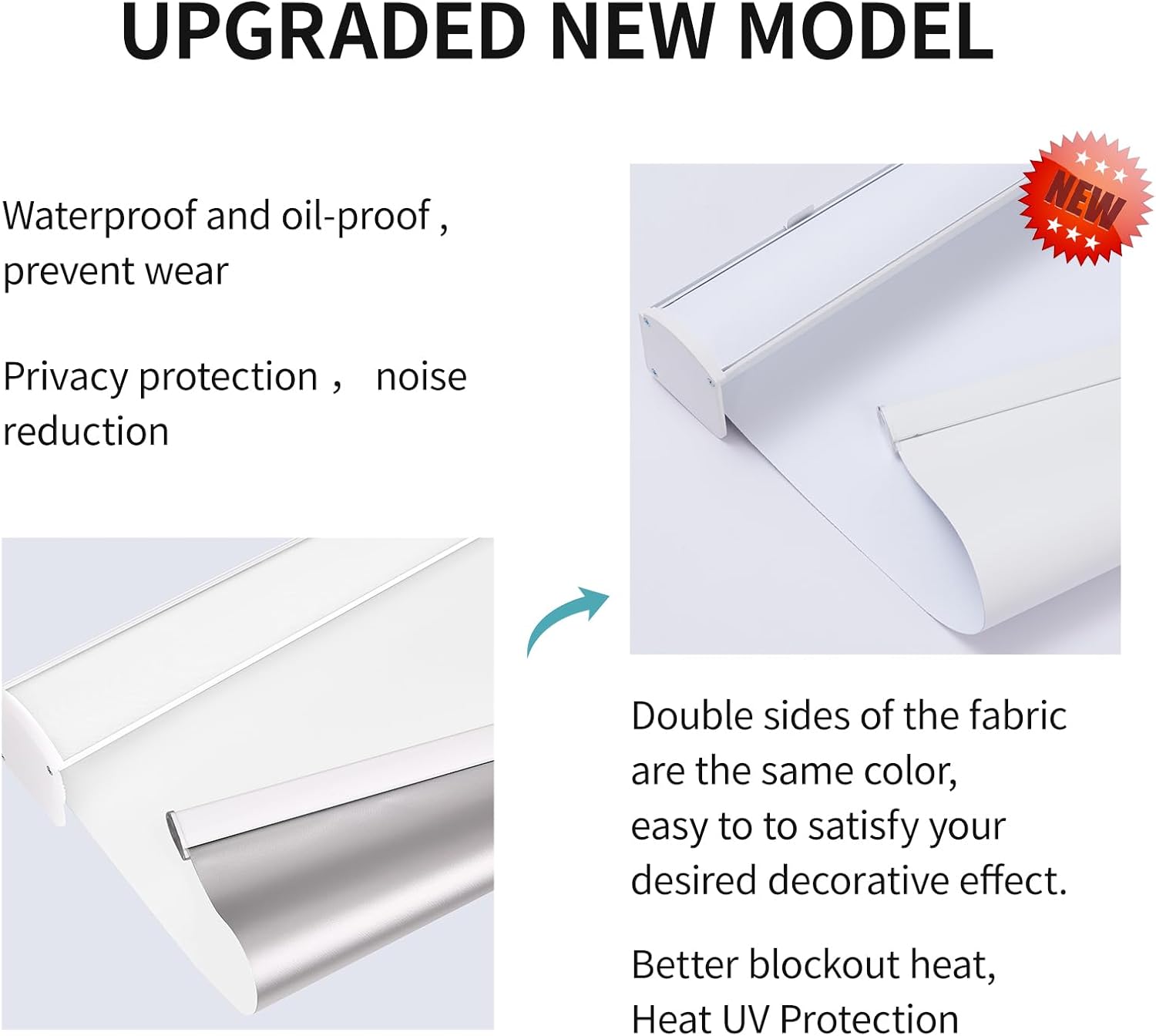 MYshade Persianas enrollables opacas sin cordón, con funda de cenefa, oscurecimiento de habitación para el hogar, oficina, baño, puerta francesa,