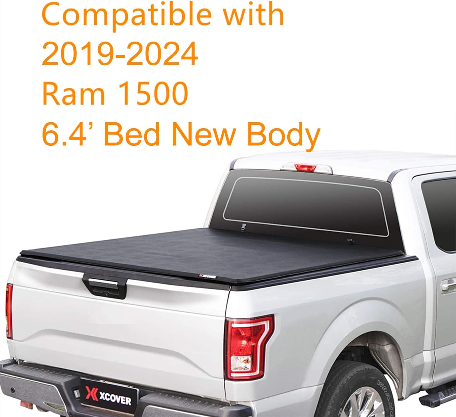 Ram 1500 – Funda suave enrollable para cama, cubierta Tonneau compatible con Ram 1500 2019 2020 2021 2022 2023 2024 New Body de 6.4 pies