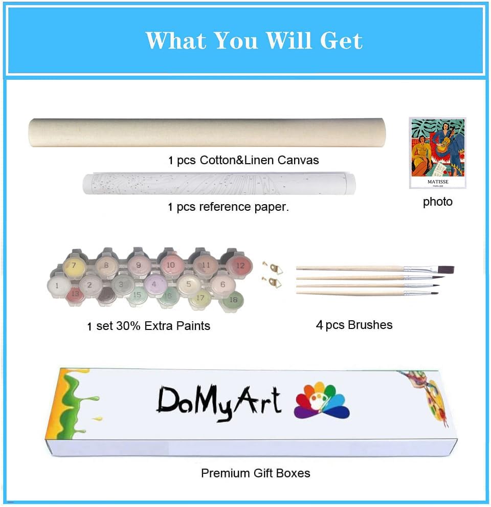 DoMyArt Kit de pintura acrílica por números para adultos, pintura de fama mundial, 16 x 20 pulgadas (música)