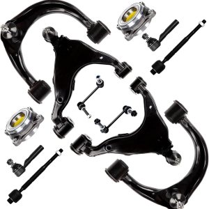 SOSOPART Juego de 12 piezas de suspensión delantera, brazo de control superior inferior con rótula interior exterior de barra de acoplamiento, barra SOSOPART Juego de 12 piezas de suspensión delantera, brazo de control superior inferior con rótula interior exterior de barra de acoplamiento, barra