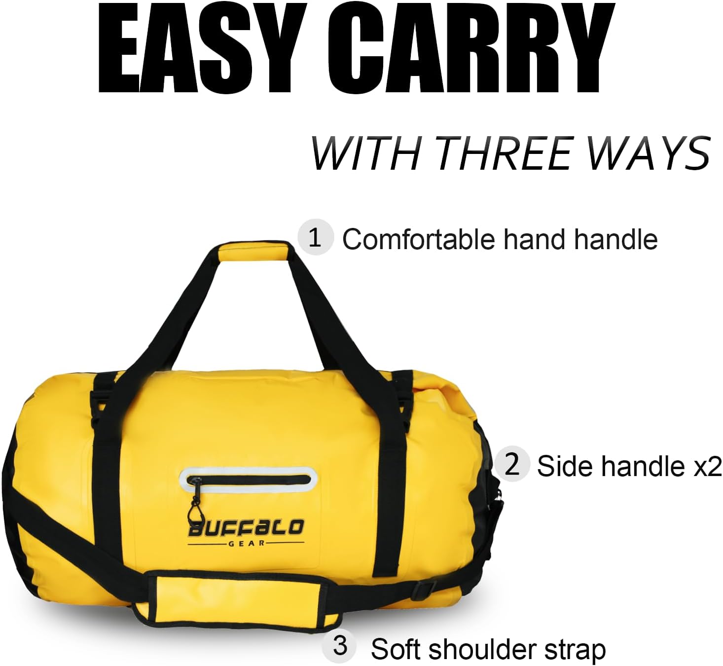 Buffalo Gear Bolsa de lona impermeable 40L 60L 80L Roll-top Dry Bag Heavy Duty Impermeable Duffel Bolsa de viaje para kayak, rafting, barco, pesca,