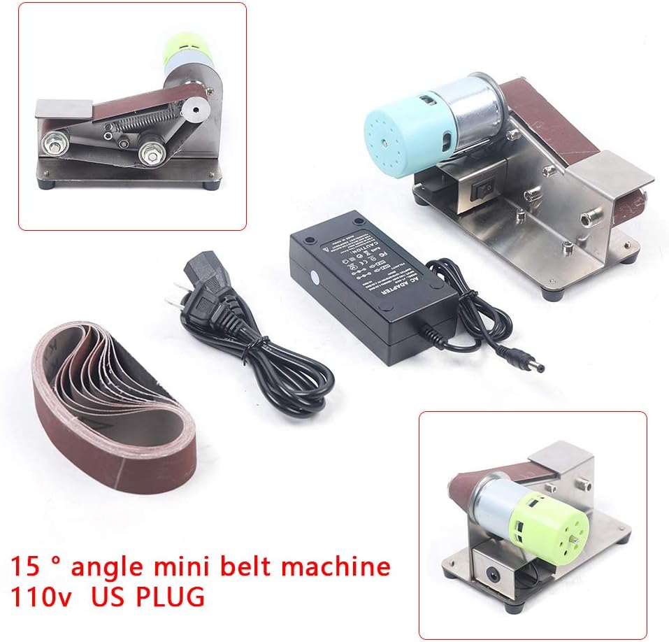Amoladora de correa eléctrica, mini amoladora de ángulo fijo de 15 grados, velocidad ajustable de 4000-8000 RPM, afilador de 100 W, 24 V,