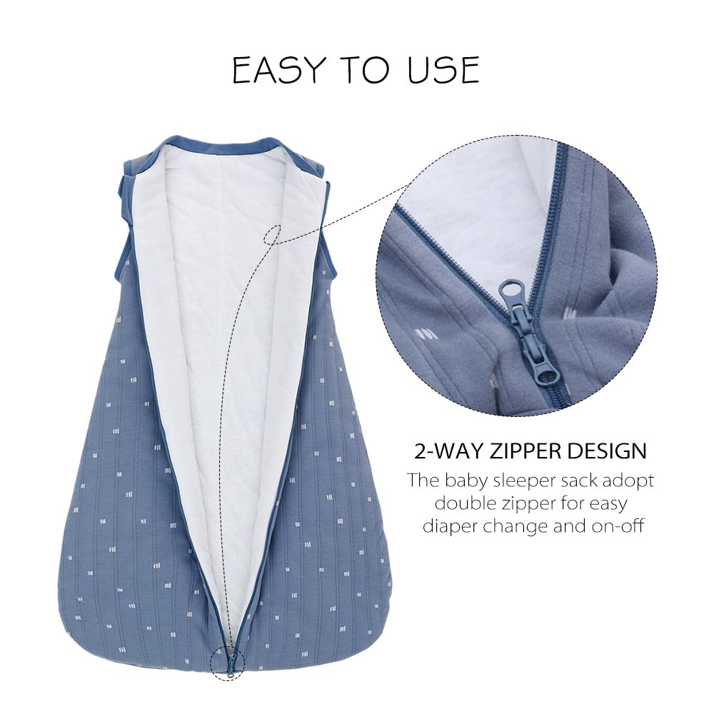 TOG 2.5 – Saco de dormir para bebé, saco de dormir sin mangas para bebés y niños pequeños, saco de dormir súper suave, cálido y cómodo, rayas azules