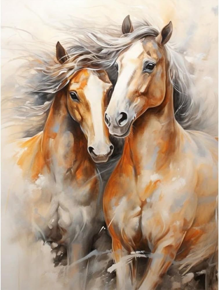 Stalente Kits de pintura de diamantes para adultos, kit de arte de diamantes redondo de caballo de taladro completo, pintura 5D con diamantes,