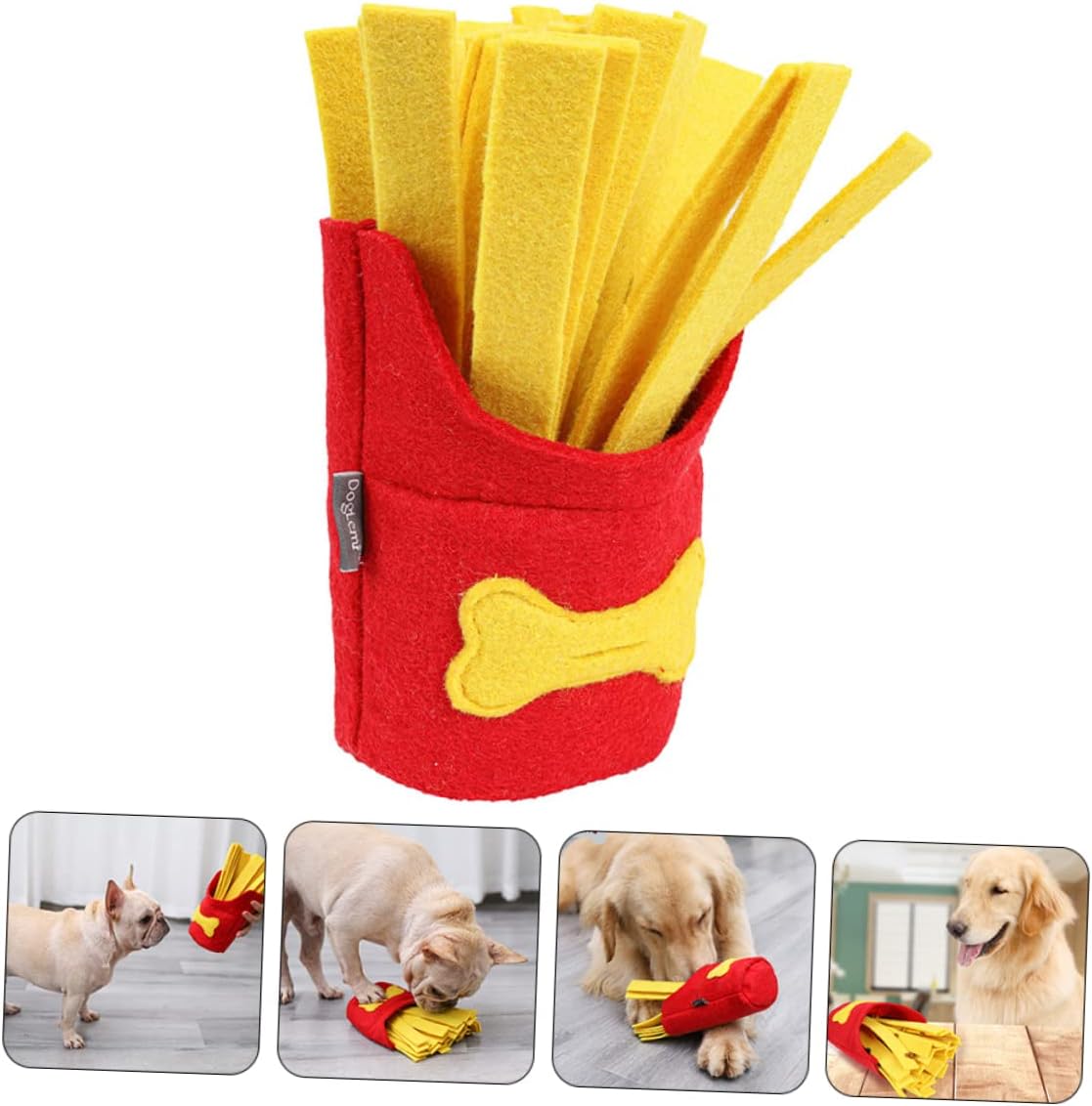 balacoo Juego de comida interactiva en forma de felpa masticable chirriante papas fritas juguetes habilidades ocultar forraje lento para cachorros,