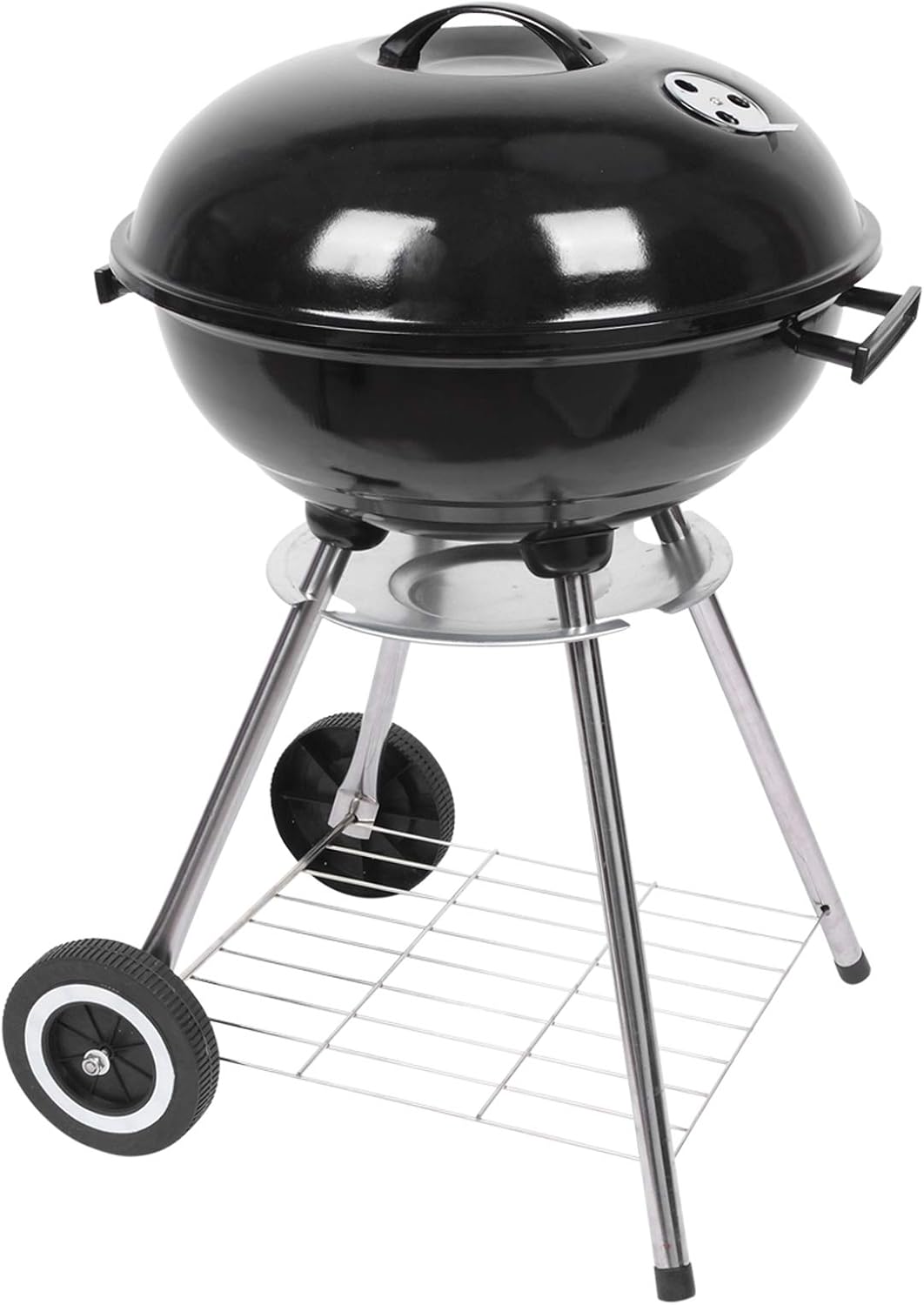 Tandagy Parrilla de carbón portátil de 18 pulgadas con ruedas y cuenco para asar, parrilla de campamento resistente para cocinar, barbacoa, patio,