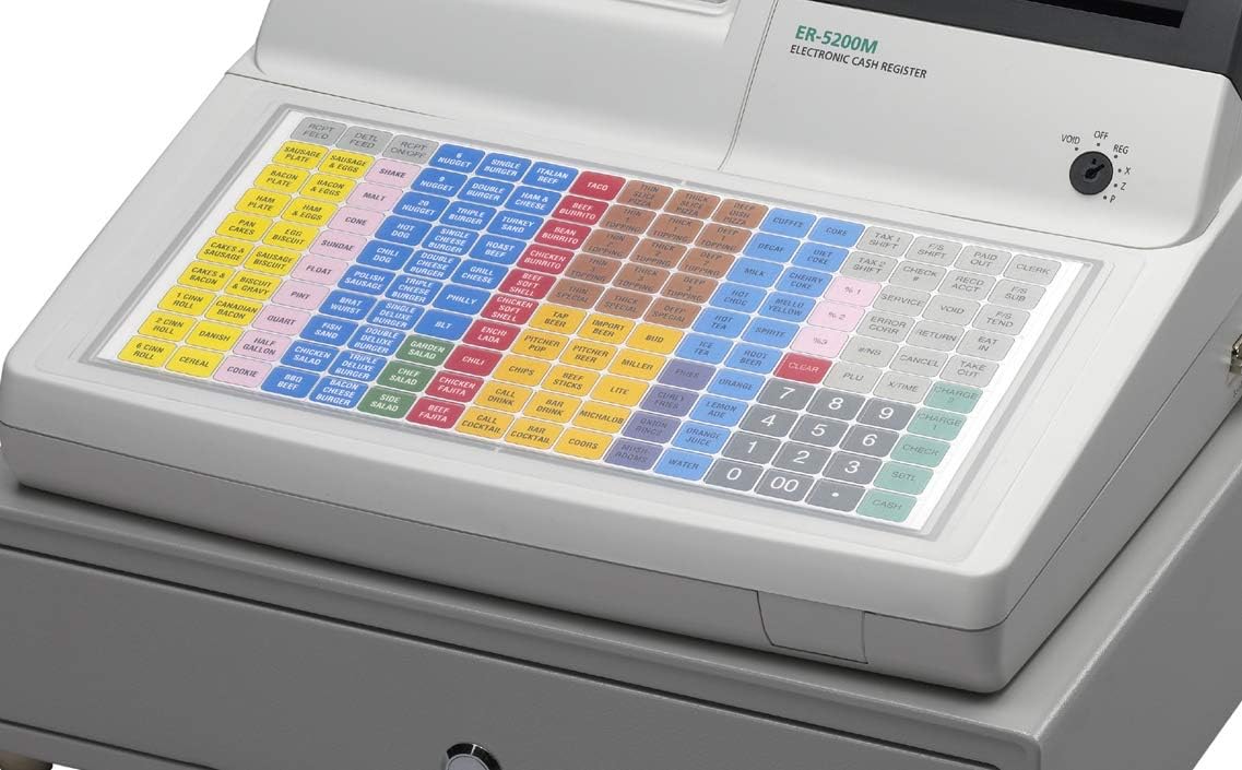 SAM4s SPS 520, SPS 530 ER 5200M, ER 5200, cubierta de teclado de caja registradora plana superpuesta cubierta de silicona húmeda