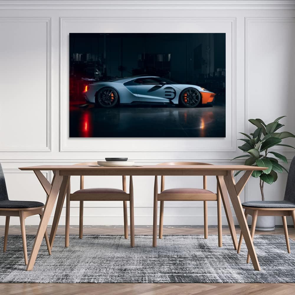Póster de automóvil deportivo Ford GT 66 2017, 10 lienzos, decoración de pared, pinturas para sala de estar, dormitorio, sin marco, 12 x 18 pulgadas