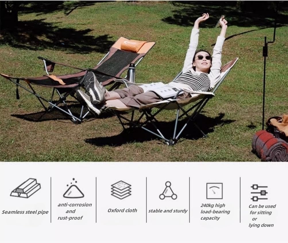 ATFTZL – Mecedora para viajes por carretera al aire libre, silla plegable y silla de campamento al aire libre, reposapiés portátil, silla de playa