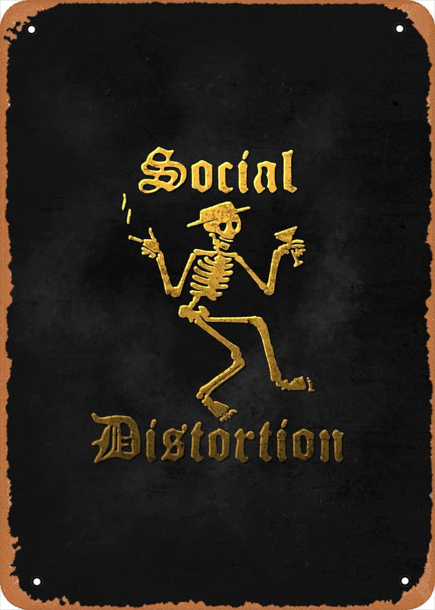 Wanfst Póster de metal con texto en inglés Rock Music Social Distortion Fulerton, decoración de pared de 12 x 8 pulgadas