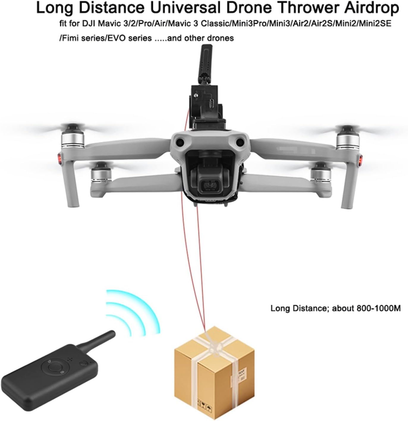 SeiZed Lanzador universal Airdrop 1000M de larga distancia Airdropper Entrega para DJI Mavic 32Mini 33 ProAir22SMini2SE Drone Accesorio