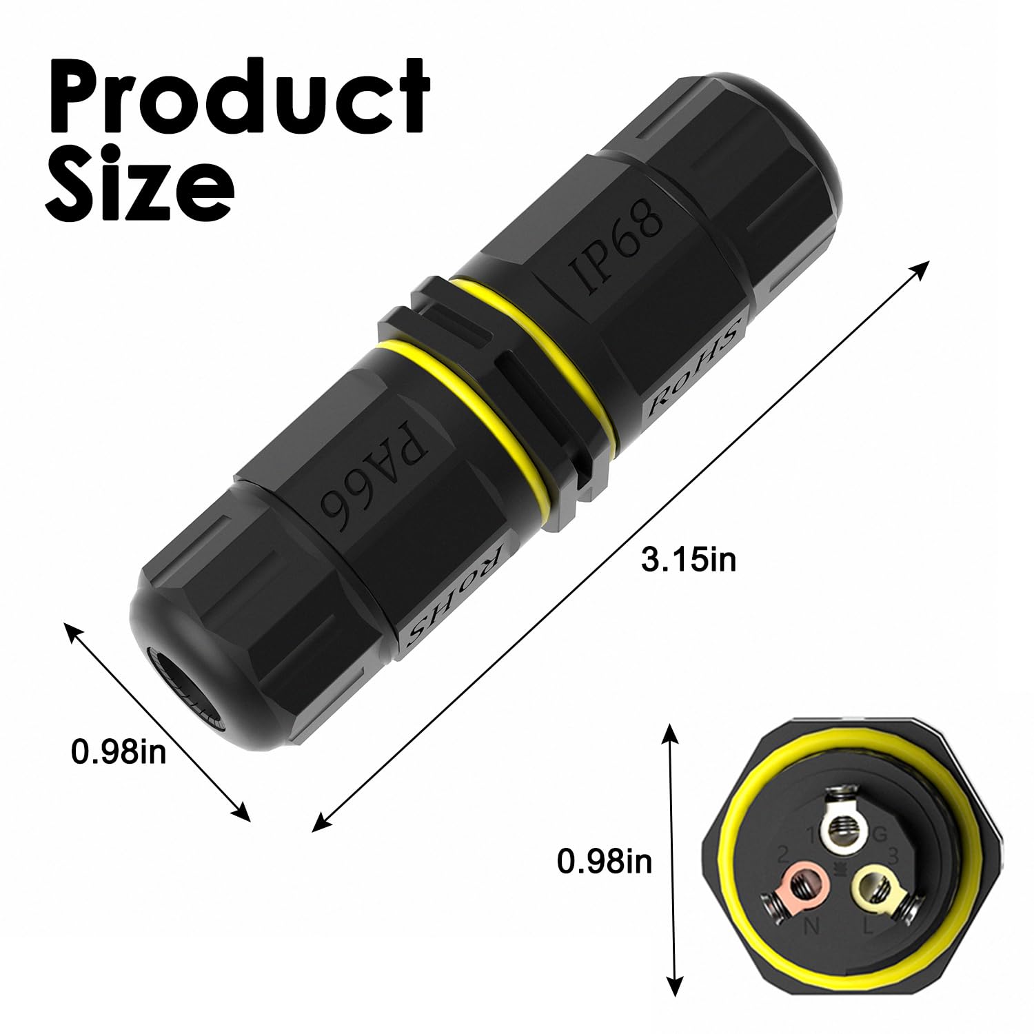 Conector de cable de caja de conexiones eléctrica impermeable IP68 para exteriores, M16 para cables de 2 o 3 pines para rango de cable de