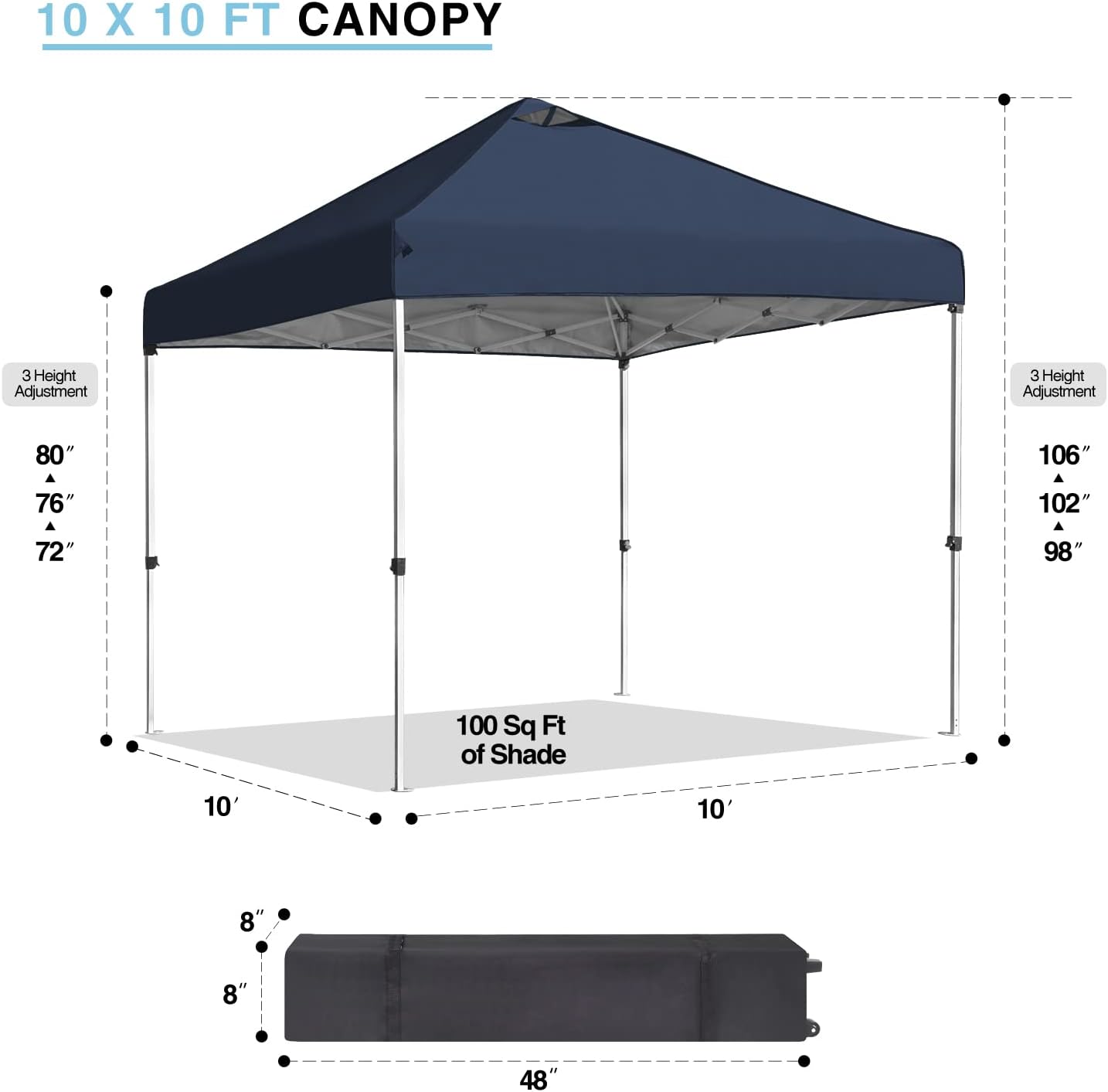 Tienda de campaña desplegable de 10 x 10 pulgadas, tienda de campaña desplegable instantánea Ez, toldo impermeable para exteriores con ventilación