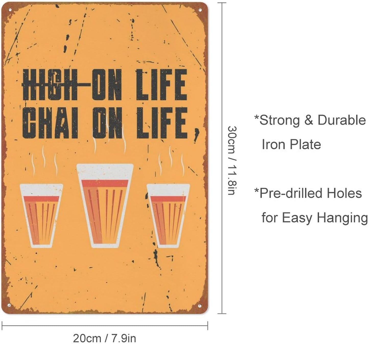 Chai On Life – Cartel retro vintage divertido de metal para decoración de cocina al aire libre, bar, pub, club, cafetería, hogar, interior, hogar,