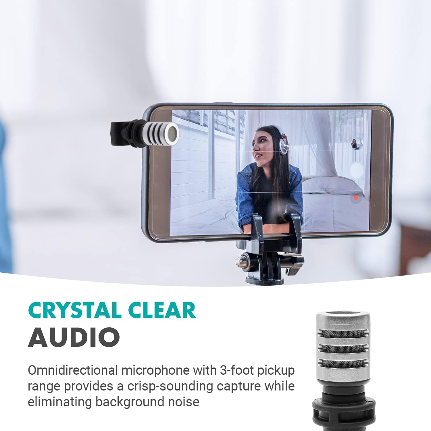 Movo MA5SP – Micrófono de escopeta TRRS de 0.138 in para dispositivos iPhone o Android, micrófono omnidireccional para teléfono con rotación de 180,
