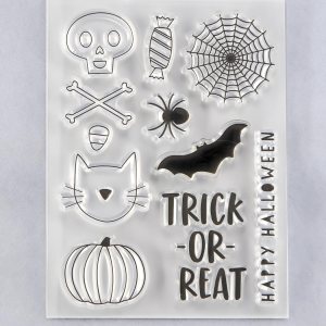 Happy Halloween Trick or Reat 3090942 – Sello transparente para decoración de tarjetas y álbum de recortes de bricolaje Happy Halloween Trick or Reat 3090942 – Sello transparente para decoración de tarjetas y álbum de recortes de bricolaje