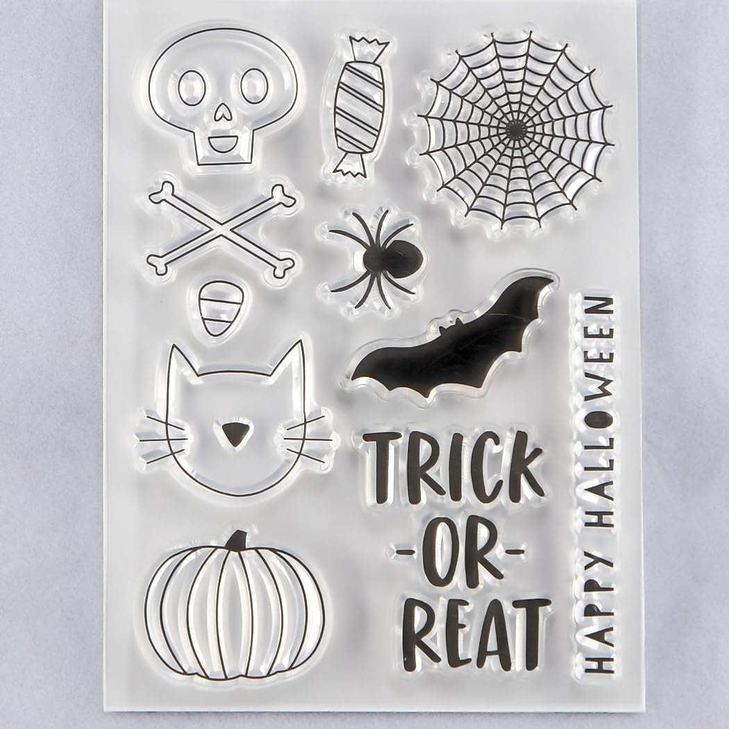 Happy Halloween Trick or Reat 3090942 – Sello transparente para decoración de tarjetas y álbum de recortes de bricolaje