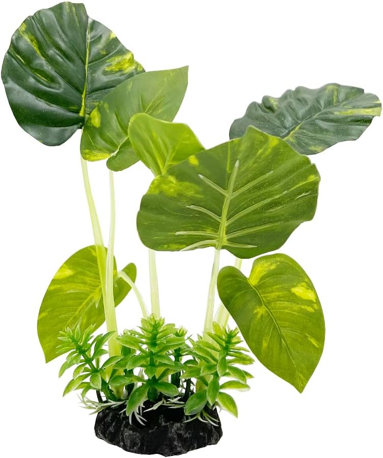 Plantas de acuario, decoraciones de pecera, plantas artificiales de plástico, peces dorados, paisaje acuático, cuerosdescanso (hoja)
