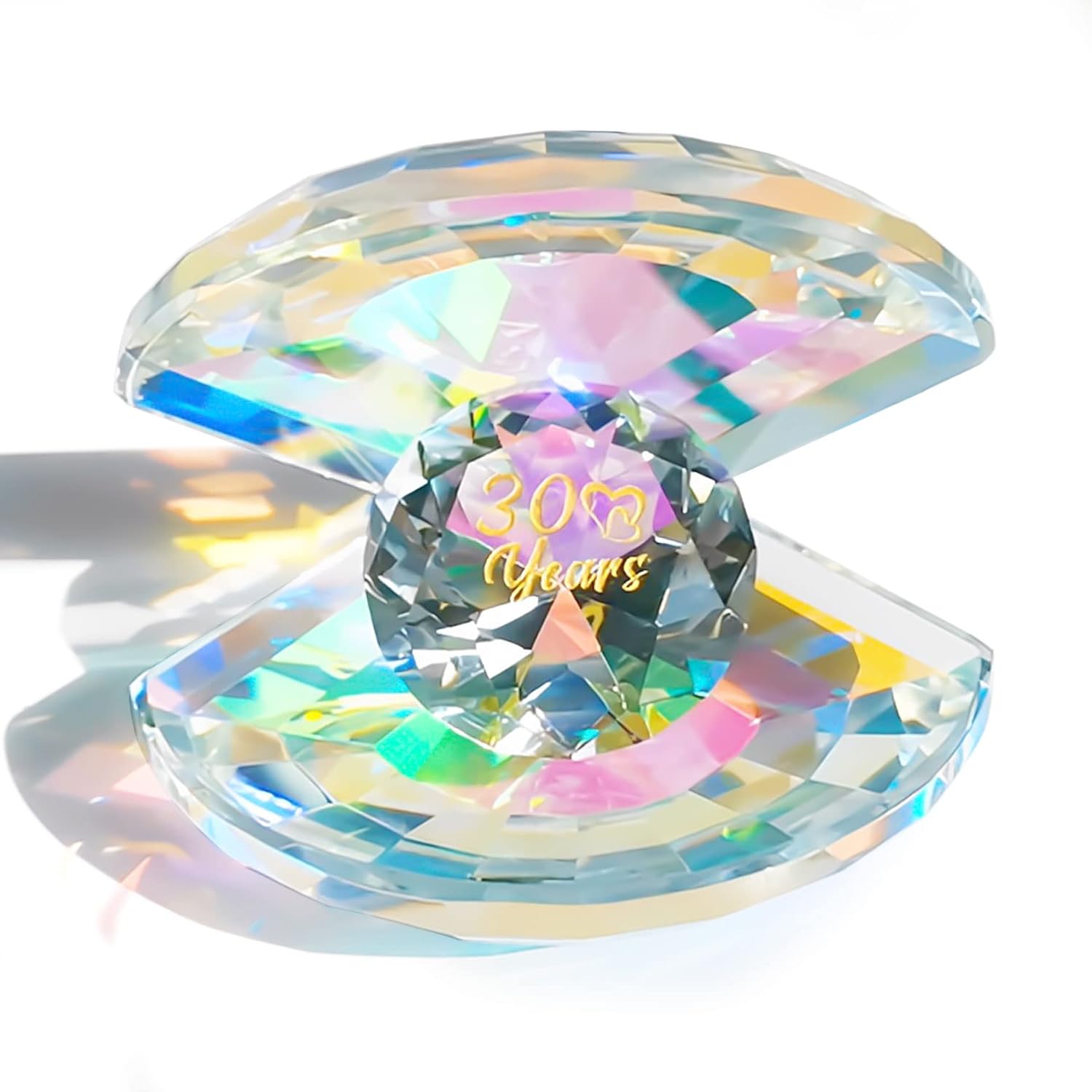 YWHL Figura de cristal de 30 años para esposa, marido, regalo tradicional de 30 aniversario de boda para parejas, regalo creativo de boda de perlas