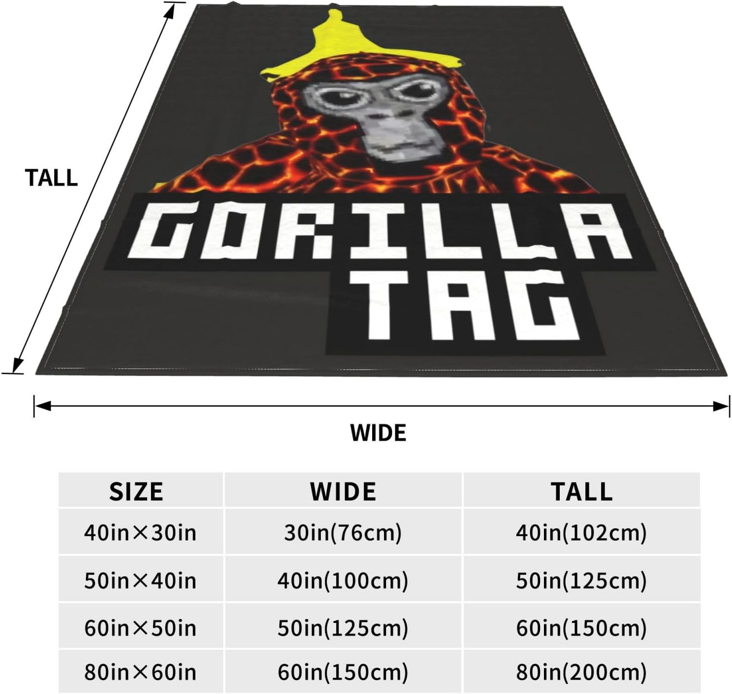 Gorilla Tag – Manta de franela de felpa súper suave y acogedora para sofá de 40 x 30 pulgadas, sofá, dormitorio, campamento y viajes