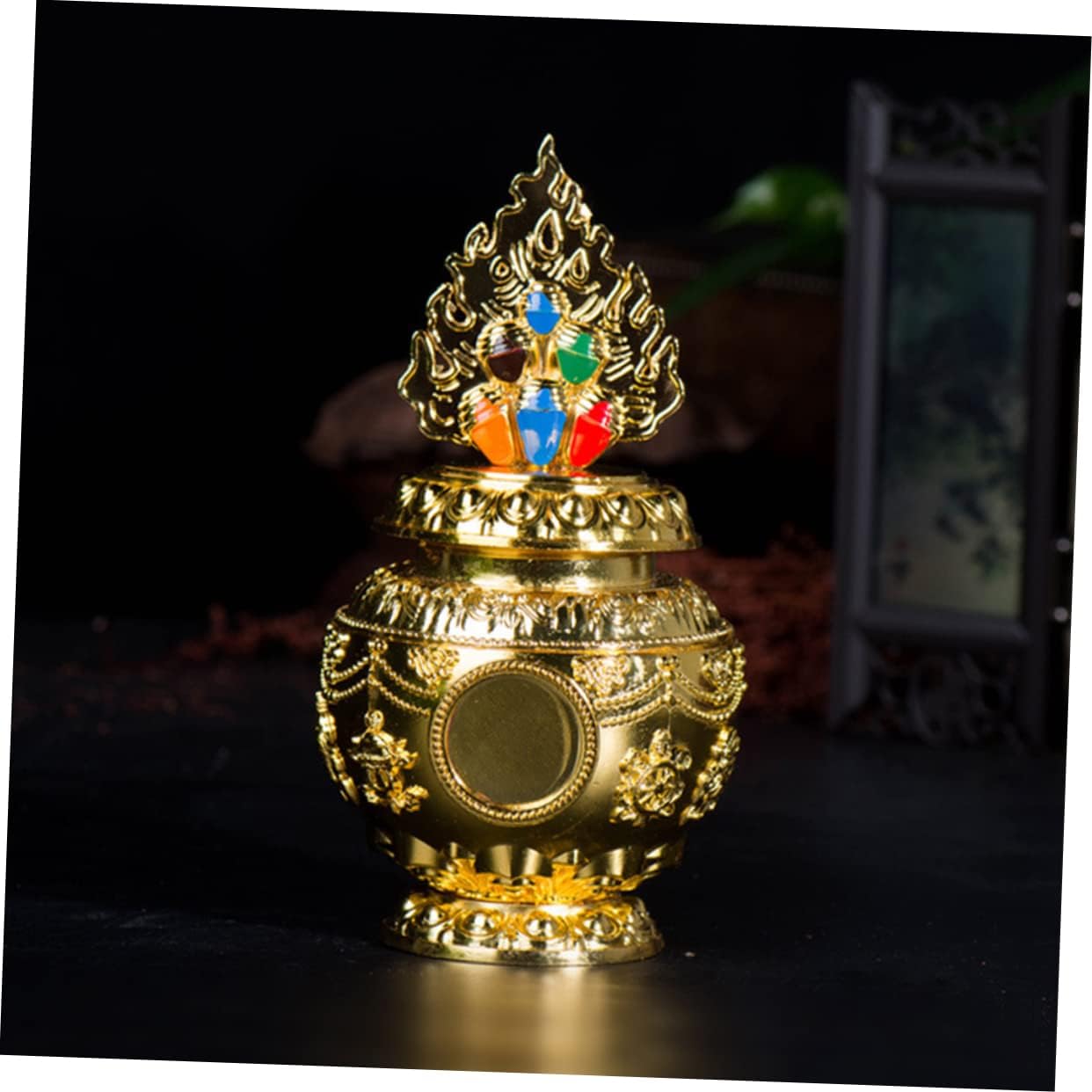 DECHOUS Ocho jarrones auspiciosos, cuencos de altar para ofrendas, cuencos de agua tibetanos, pequeño jarrón de cerámica blanca, florero de cerámica