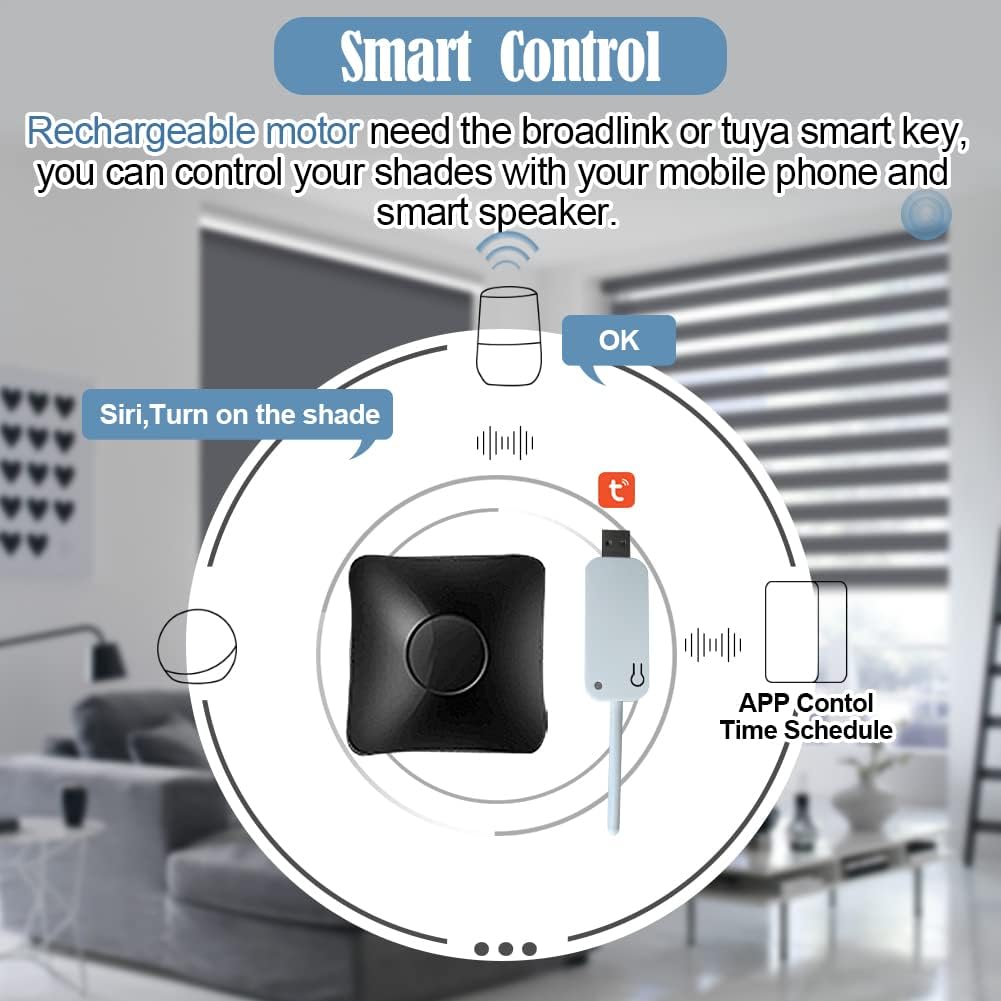 TIPIACE Persianas motorizadas recargables que funcionan con Alexa Google Home a través de control remoto Hub, oscurecimiento completo, impermeables,