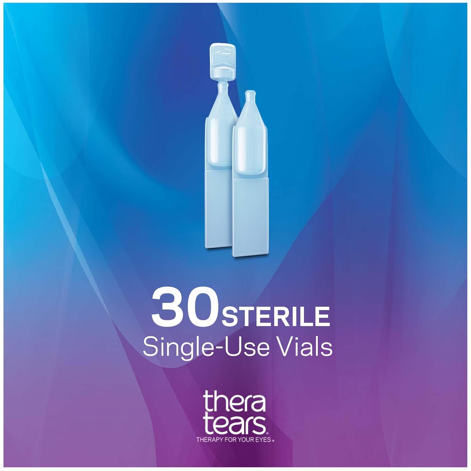 TheraTears Gotas lubricantes para ojos secos para terapia de ojos secos, gotas para los ojos sin conservantes, 30 viales de un solo uso (paquete de
