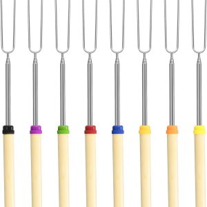 Juego de palitos para asar malvaviscos, paquete de 581224 pinchos extensibles de metal de 32 pulgadas de largo con mango de madera, para malvavisco, Juego de palitos para asar malvaviscos, paquete de 581224 pinchos extensibles de metal de 32 pulgadas de largo con mango de madera, para malvavisco,