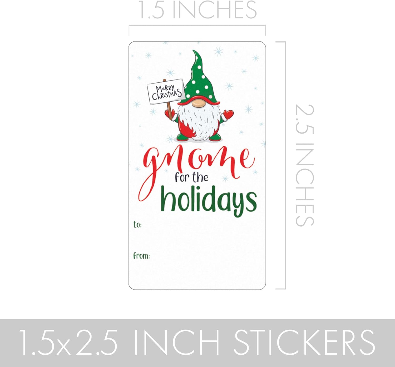 Etiquetas adhesivas de regalo de gnomo de Navidad, 75 etiquetas, etiquetas de regalo de gnomo de jardín rojo y verde, calcomanías de caja de regalo