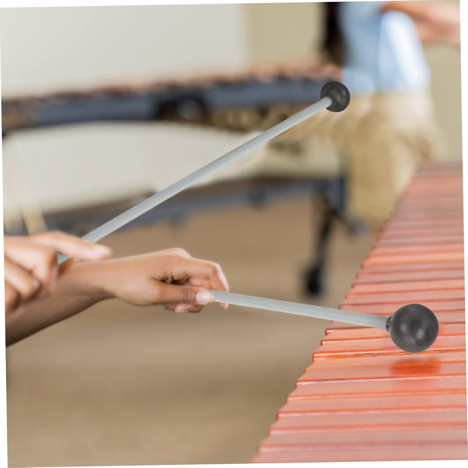 2pcs doble Marimba Mallet teclado de goma negro ambos extremos
