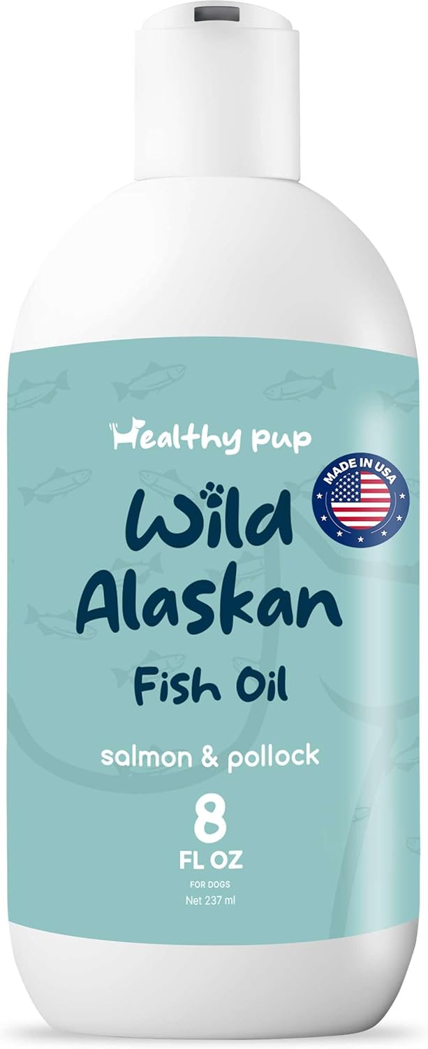 Aceite de salmón salvaje de Alaska para perros con aceite de abadejo, 8 onzas de aceite de abadejo y salmón, aceite de pescado Omega 3, EPA y DHA,