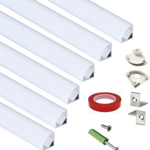 Paquete de 6 tiras LED premium en forma de V de 16 pulgadas con difusor anti UV, mejora tu iluminación para esquinas con estilo y versatilidad Paquete de 6 tiras LED premium en forma de V de 16 pulgadas con difusor anti UV, mejora tu iluminación para esquinas con estilo y versatilidad