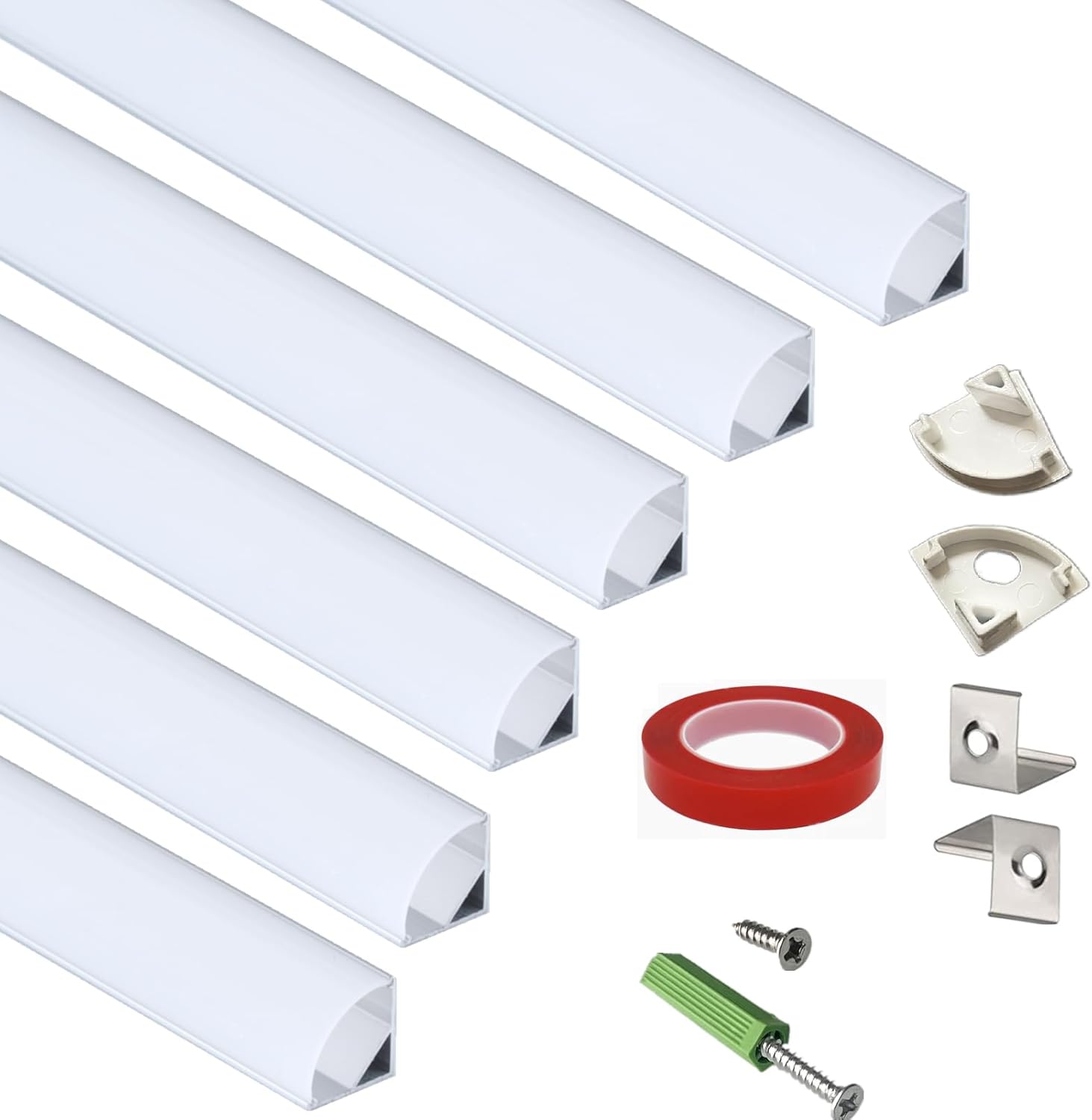Paquete de 6 tiras LED premium en forma de V de 16 pulgadas con difusor anti UV, mejora tu iluminación para esquinas con estilo y versatilidad