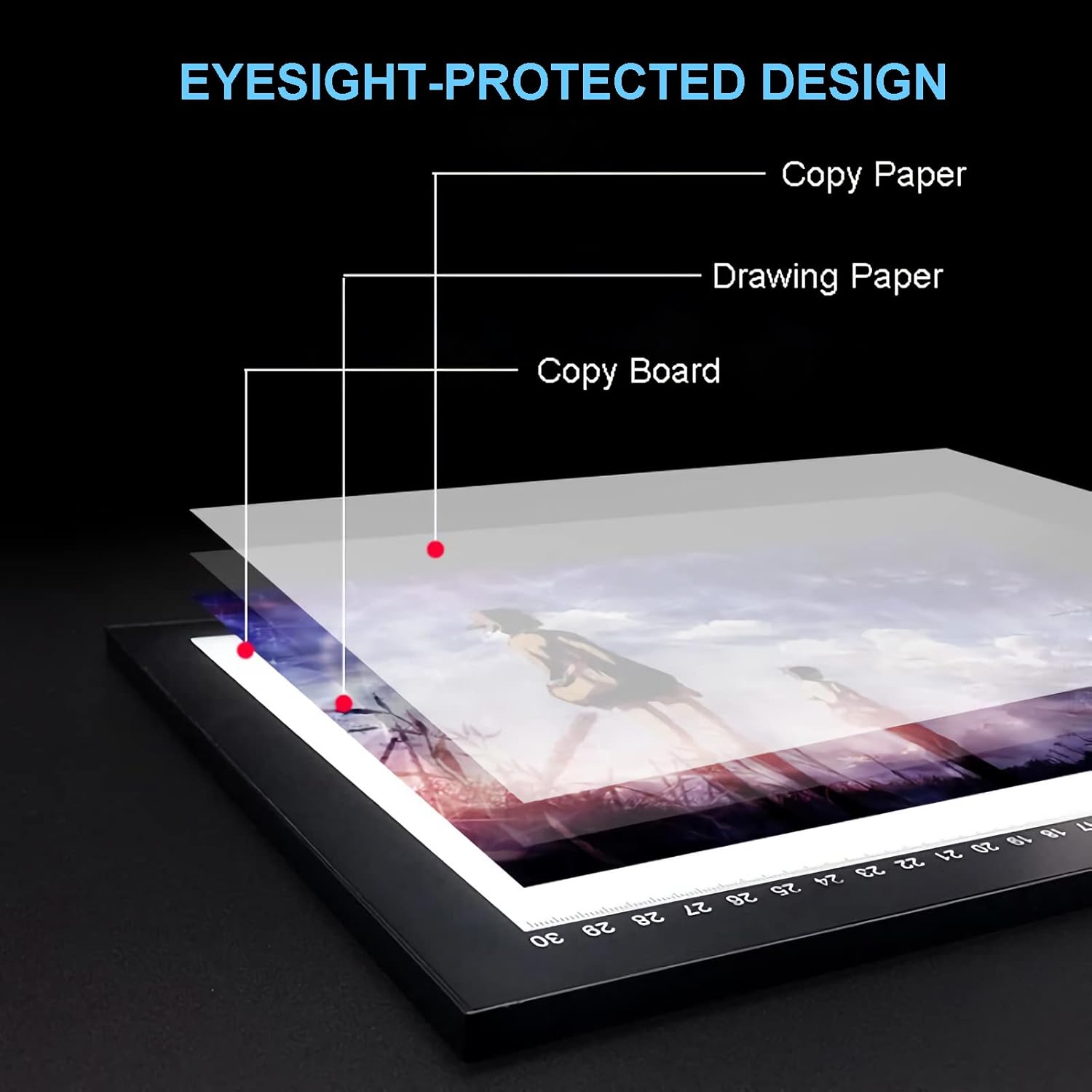 Woeunse Caja de luz LED, almohadilla de luz de trazado de gran tamaño, tablero de luz LED ultrafino, brillo continuo y diseño sin parpadeos,