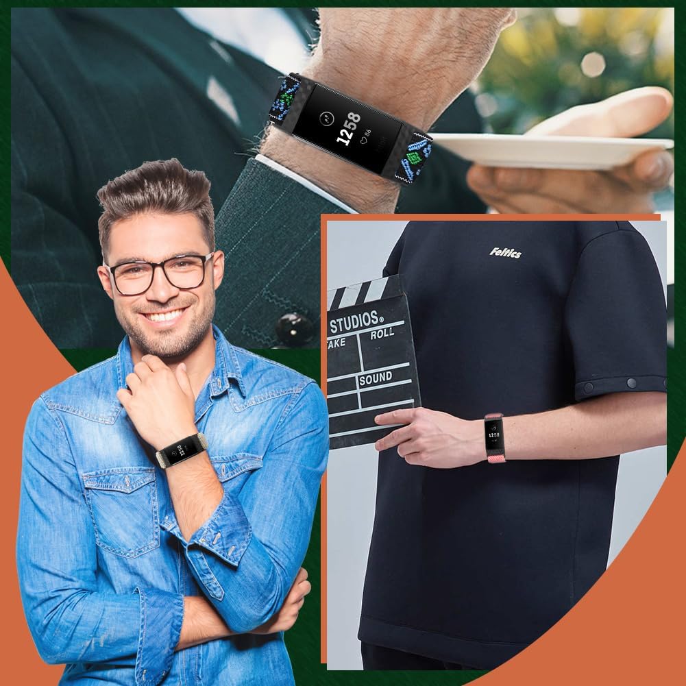 Bandas compatibles con Fitbit Charge 2 bandas para mujeres y hombres, edición clásica y especial, correa de repuesto de nailon elástico ajustable
