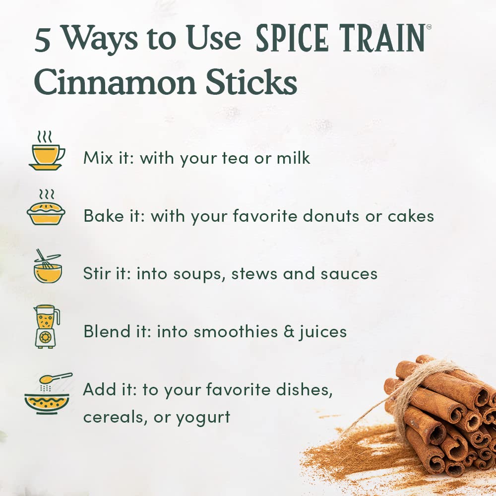 SPICE TRAIN, Palitos de canela (3.53 oz) + comino entero (14.00 oz)