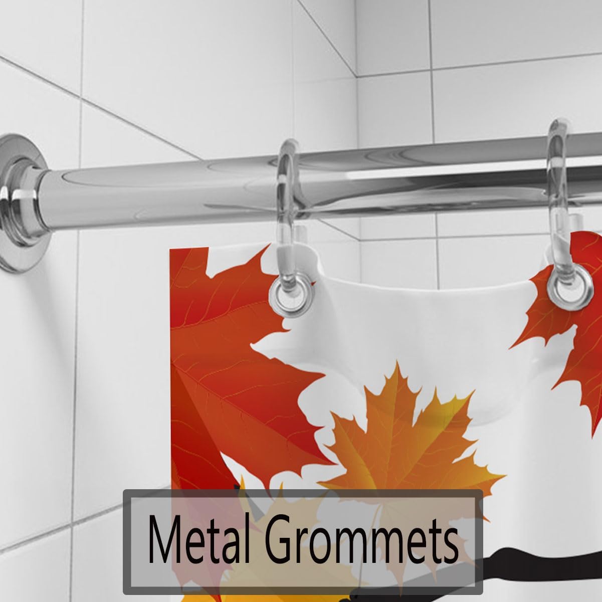 Highland – Cortina de ducha de vaca, rústica, granja, hojas de arce, calabaza, juego de cortinas de ducha para baño con ganchos, decoración de baño