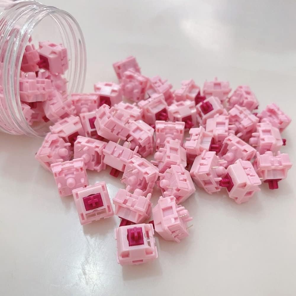 KTT Darling Interruptores extendidos POM Stem Rosa 5Pin 1.59 oz Interruptor lineal para teclado mecánico de juegos personalizado (Tamaño  30 piezas)
