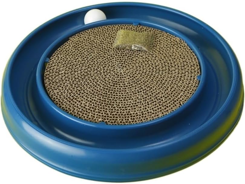 Lexweezwudi Pelota de pista de juguete para gatos e interior interactiva para mascotas, juguetes rascadores de arañazos, almohadilla para rascar