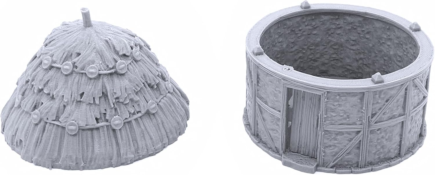 Pequeña casa redonda por escenario imprimible, paisaje RPG de mesa impreso en 3D y terreno de juego de guerra en miniatura de 1.102 in